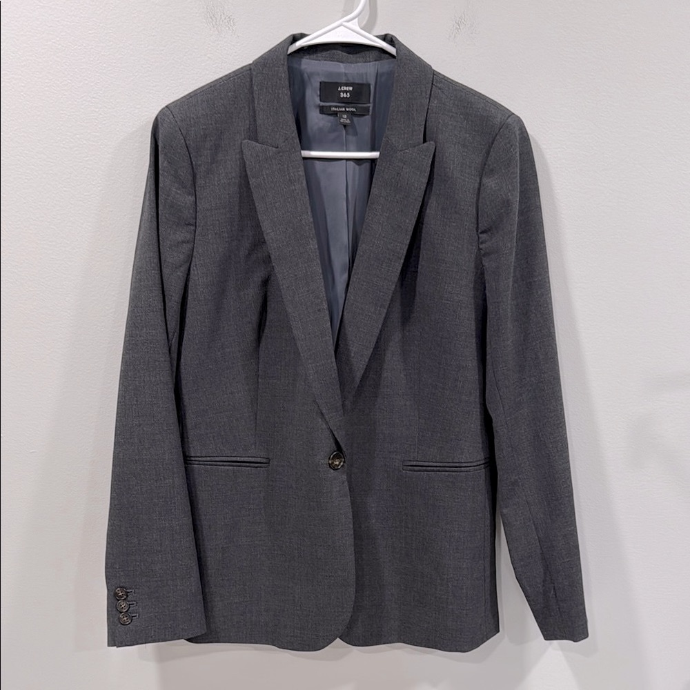 J. Crew 365 Italian Wool Dark Gray Blazer Size 12 EUC